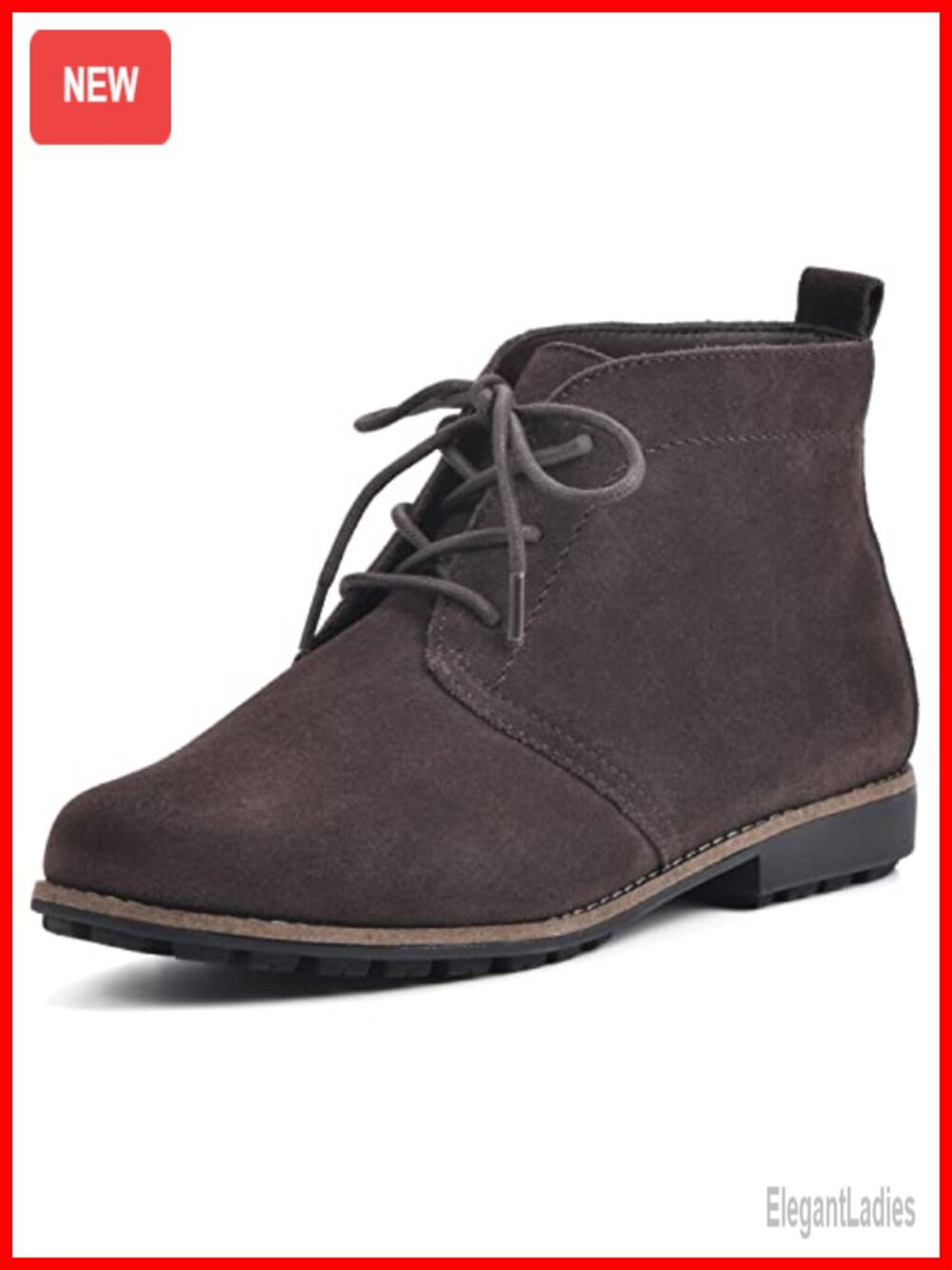 Womens Ankle Hiking Boots Leather Cushioned Insole Lug Outsole